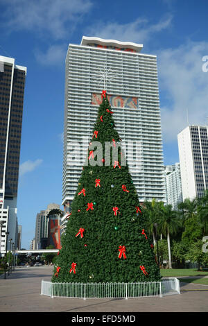 Weihnachtsbaum im Bayfront Park, Miami Downtown, Florida, USA Stockfoto