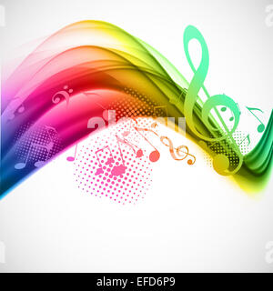 Bunte wellig Hintergrundmusik mit Noten und g-clef Stockfoto
