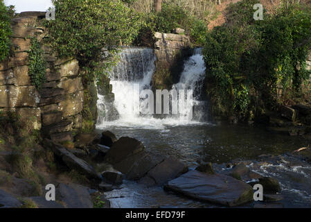 Wasserfall im Penllergare Valley Woods Landgut, Swansea Stockfoto