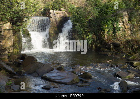 Wasserfall im Penllergare Valley Woods Landgut, Swansea Stockfoto