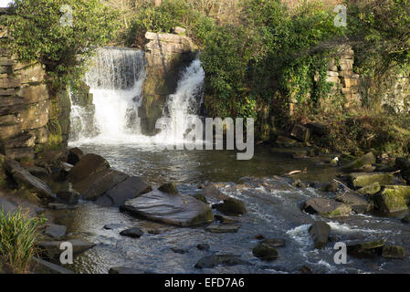 Wasserfall im Penllergare Valley Woods Landgut, Swansea Stockfoto