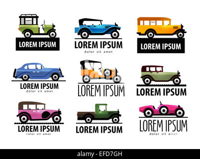 Retro-Auto-Vektor-Logo-Design-Vorlage. Symbol für Transport oder Transport. Stockfoto