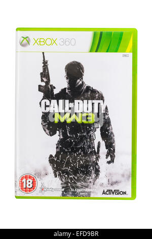 Die Microsoft XBOX 360 Call of Duty MW3-Spiel auf einem weißen Hintergrund Stockfoto