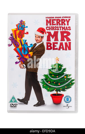 Merry Christmas Mr. Bean Film DVD auf weißem Hintergrund Stockfoto