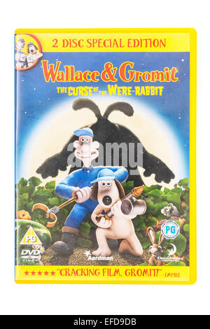 Ein Wallace & Gromit Film DVD auf weißem Hintergrund Stockfoto