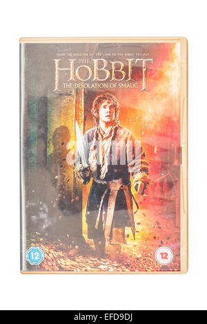 Der Hobbit die Verwüstung von Smaug Film DVD auf weißem Hintergrund Stockfoto