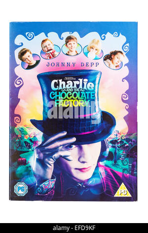 Charlie und die Schokoladenfabrik die Film-DVD auf einem weißen Hintergrund
