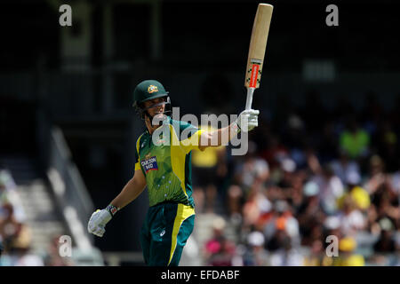 Perth, Australien. 1. Februar 2015. ODI Reihe Finale, Deutschland gegen England, Mitch Marsh feiert seinen 50 für Australien. Bildnachweis: Aktion Plus Sport/Alamy Live-Nachrichten Stockfoto