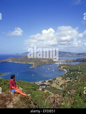 English Harbour von Shirley Heights, Nelson's Dockyard Nationalpark, Saint Paul Pfarrei, Antigua, Antigua und Barbuda, Kleine Antillen, Karibik Stockfoto