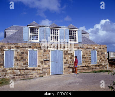 Der königlichen Artillerie Pförtnerloge, der Suche, Shirley Heights, Saint Paul Pfarrei, Antigua, Antigua und Barbuda, Kleine Antillen, Karibik Stockfoto