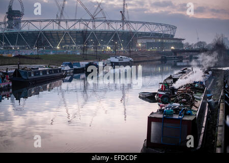 Lee-Fluss von Olympic Park, London, Vereinigtes Königreich Stockfoto