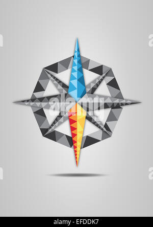 Vektor-Illustration von Kompass, buntes Bild mit Schatten Stockfoto