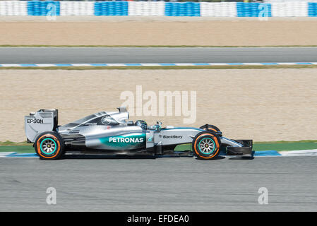 Jerez De La Frontera, Andalusien, Spanien, 1. Februar 2015: Nico Rosberg, Pilot des Teams Mercedes Formel1 Test in Circuito de Jerez. Bildnachweis: Kiko Jimenez/Alamy Live-Nachrichten Stockfoto