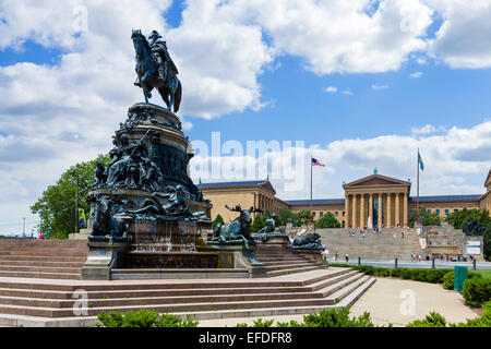 Das Denkmal von George Washington auf Eakins Oval vor Philadelphia Museum der Kunst, Fairmount Park, Philadelphia, Pennsylvania, USA Stockfoto