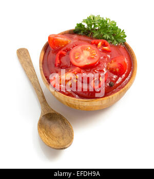 Tomatensauce, isoliert auf weißem Hintergrund Stockfoto