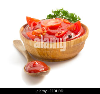 Tomatensauce, isoliert auf weißem Hintergrund Stockfoto