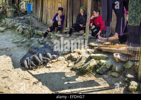 Straßenszene aus Dorf Cat Cat in der Nähe von Sa Pa, Vietnem, Asien. Stockfoto