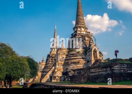 Asien. Thailand, Phra Nakhon Si Ayutthaya, die alte Hauptstadt von Siam. Ayutthaya archäologischer Park, Wat Phra Si Sanphet. Stockfoto