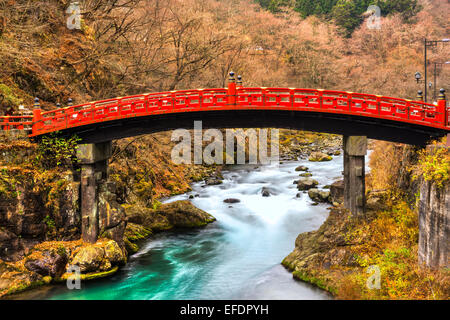 Nikko Heilige Shinkyo-Brücke, Japan. Stockfoto