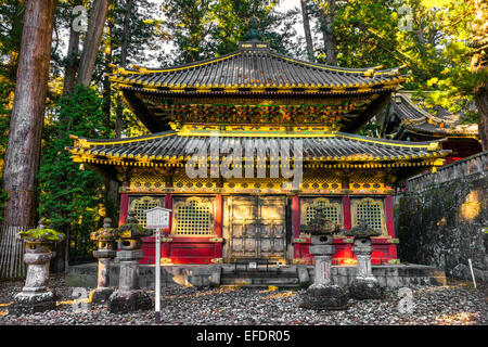 Geschichtliches zum Sonnenaufgang, Nikko, Japan. Stockfoto