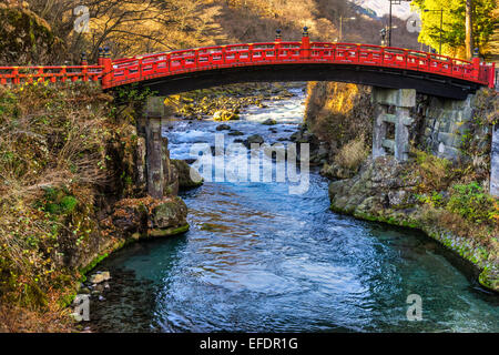 Nikko Heilige Shinkyo-Brücke, Japan. Stockfoto