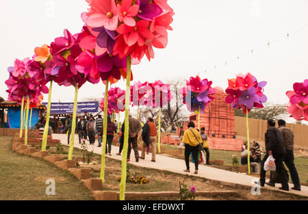 Haryana, Indien. 1. Februar 2015. Surajkund Handwerk Mela ist eine Annualfair in Haryana gefeiert. Es gibt 400 Stände an dieser Messe. Es gibt lustige Fahrten, Unterhaltungs-Shows. Dieses Jahr sind 18 Ländern nehmen Teil, darunter Armenien, Aserbaidschan, Usbekistan, Kuwait, Libanon, etc.. Bildnachweis: PREM KAPOOR/Alamy Live-Nachrichten Stockfoto