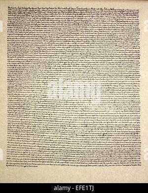 Eines der vier ursprünglichen 1215 Magna Carta Dokumente statt in Salisbury Stockfoto