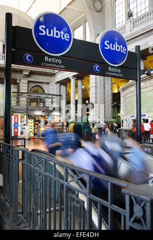 Die Ubte' (U-Bahn) Station, El Retiro Bahnhof, Buenos Aires, Argentinien Stockfoto