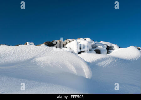 Snow Drift Muster nach einem Schneesturm in den Yorkshire Dales, UK. Stockfoto