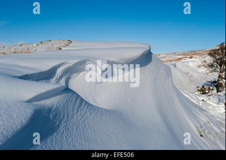 Snow Drift Muster nach einem Schneesturm in den Yorkshire Dales, UK. Stockfoto