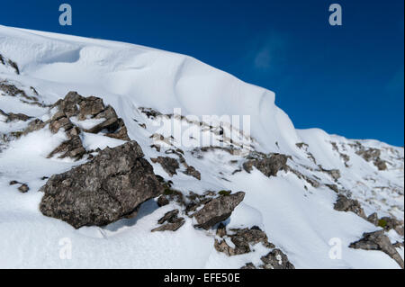 Snow Drift Muster nach einem Schneesturm in den Yorkshire Dales, UK. Stockfoto