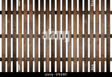Modell von Holz Gartenzaun hergestellt aus Planken auf weißem Hintergrund Stockfoto