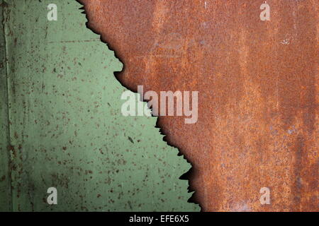 rostige Oberfläche korrodierten Metall, grün und orange Texturen zusammen für Ihr design Stockfoto