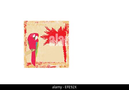 Bunte Papagei Vogel sitzt auf dem Hochsitz Stock Vektor