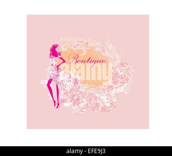 Abstrakte schöne florale Frauen-silhouette Stock Vektor