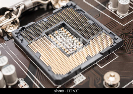 CPU-Sockel auf Computer Motherboard zu leeren Stockfoto