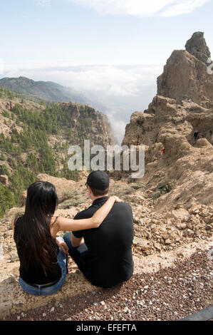 Mirador Pico Las Nieves Blick vom Gran Canaria Kanaren höchsten Punkt Berg innere Landschaft Blick auf Landschaft si Stockfoto