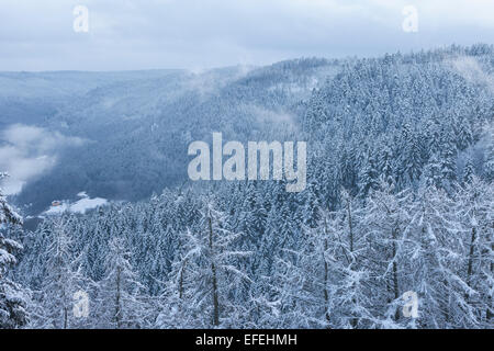 Schwarzwald im Winter, Bad Wildbad, Kurort, Blick vom Sommerberg, Deutschland, Stockfoto