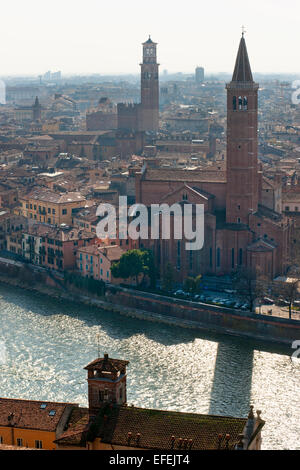 Verona-Panoramablick von der hohen Hügel, Italien Stockfoto