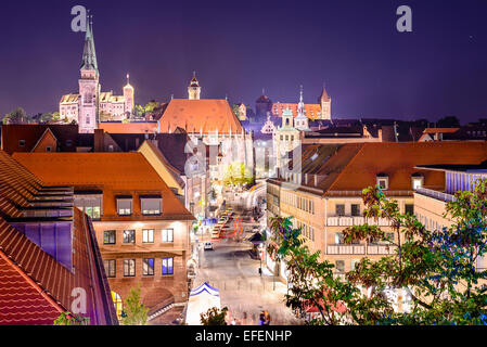 Nürnberg, alte Stadt Skyline. Stockfoto