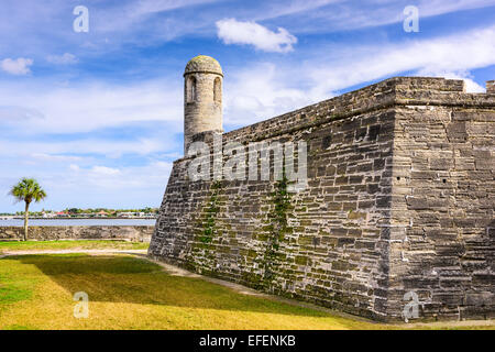 St. Augustine, Florida an das Castillo de San Marcos National Monument. Stockfoto