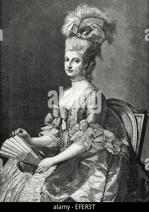 Maria Christina, Herzogin von Teschen (1742-1798), genannt "Mimi", war der Statthalter der österreichischen Niederlande von 1781 bis 1793. Porträt. Gravur in "Historia Universal", 1885. Stockfoto