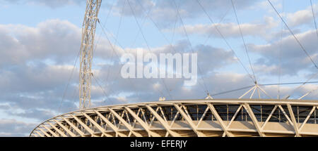 Engen Ernte von der Infrastruktur des Dachs und Bogen in der neuen Wembley Stadion Arena London hautnah Stockfoto