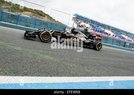 Jerez De La Frontera, Andalusien, Spanien. 2. Februar 2015.  Romain Grosjean, Pilot des Teams Lotus Formel1 Test in Circuito de Jerez. Bildnachweis: Kiko Jimenez/Alamy Live-Nachrichten Stockfoto