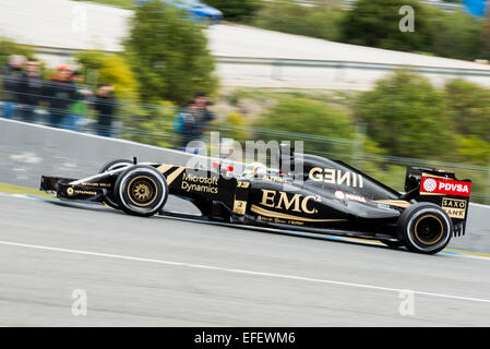 Jerez De La Frontera, Andalusien, Spanien. 2. Februar 2015.  Romain Grosjean, Pilot des Teams Lotus Formel1 Test in Circuito de Jerez. Bildnachweis: Kiko Jimenez/Alamy Live-Nachrichten Stockfoto