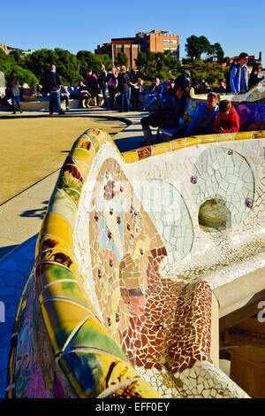 Park Güell von Antoni Gaudi. Barcelona, Katalonien, Spanien. Stockfoto