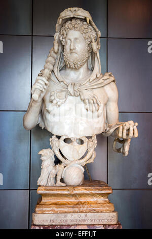 Büste des Commodus als Hercules Musei Capitolini - Rom, Italien Stockfoto