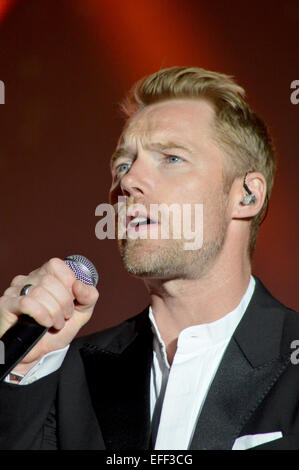 Boyzone die live auf der Bühne in Epsom Live Konzert in Epsom Downs Racecourse Featuring: Ronan Keating, Boyzone wo: Epsom, Großbritannien: 31. Juli 2014 Stockfoto