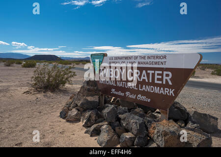 AMBOY KRATER WAHRZEICHEN EINGANG ZEICHEN AMBOY KALIFORNIEN USA Stockfoto