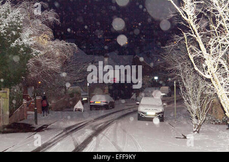 Wimbledon London, UK. 3. Februar 2015. Londoner wachte heute Morgen, der erste Schnee des Jahres Credit: Amer Ghazzal/Alamy Live-Nachrichten Stockfoto